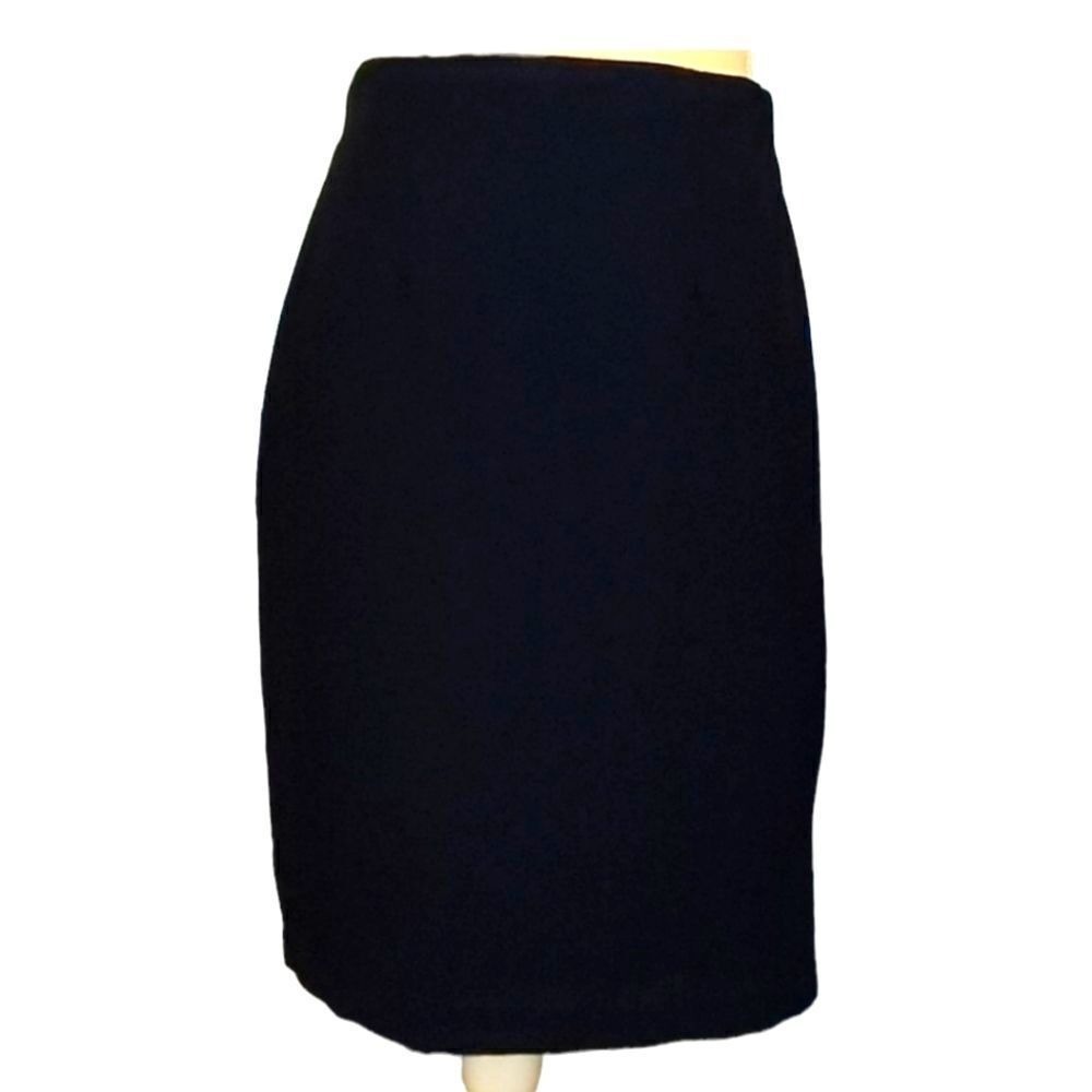 Croft & Barrow Womens Size 6 Navy Blue Knee Length Pencil Skirt Elastic Waist